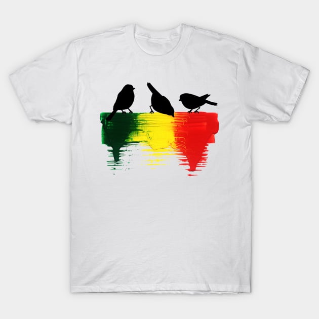 Three Little Birds BLK T-Shirt by LionTuff79